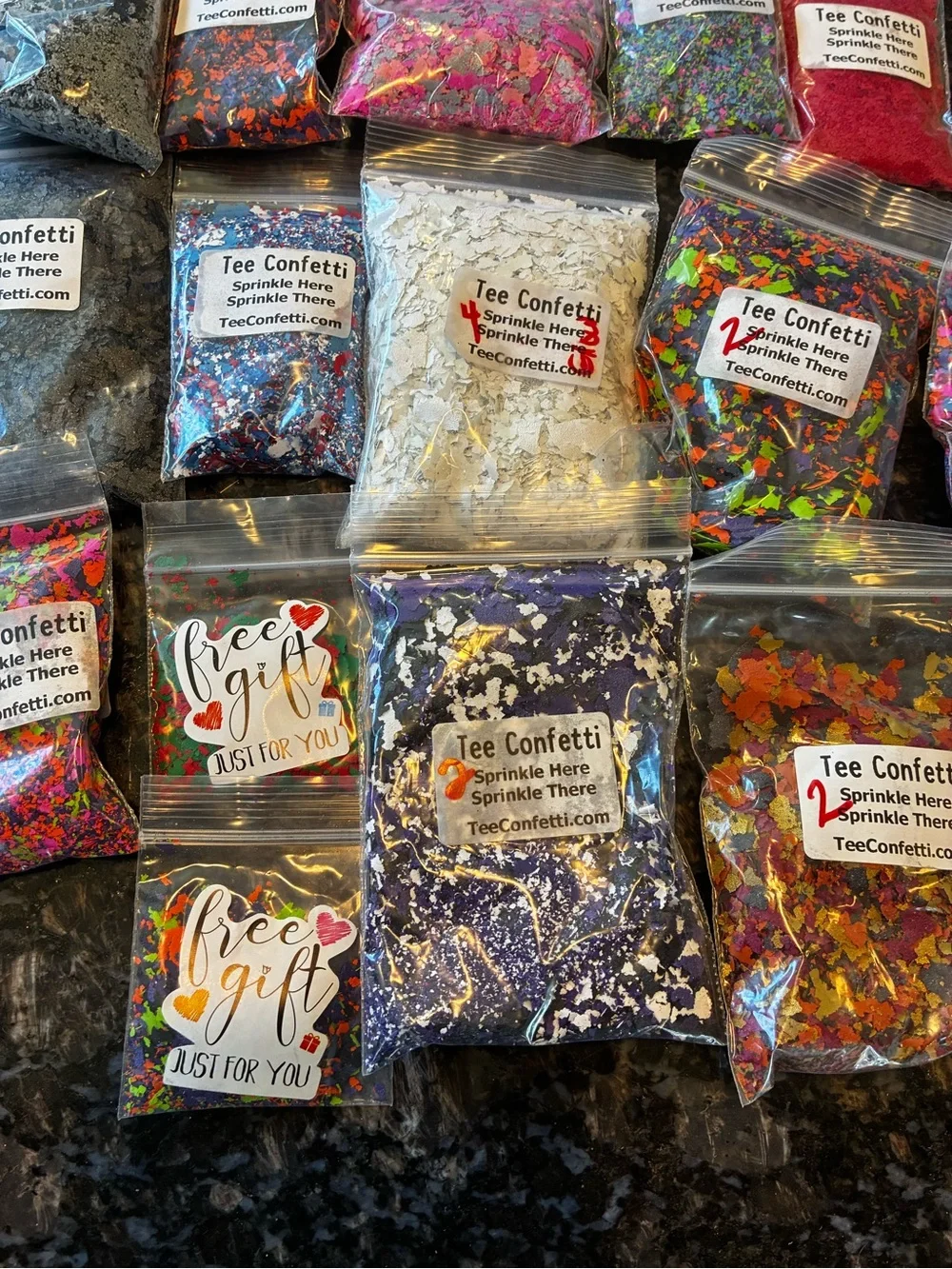 Lot 16 Tee Confetti Screen Print Heat Press Apparel Confetti Packets